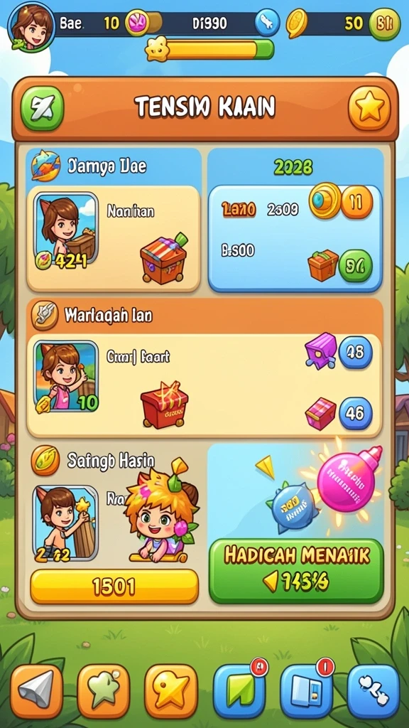 Tantangan seru di setiap level permainan.