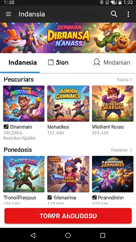 Tampilan awal game yang menarik dengan banyak pilihan slot.